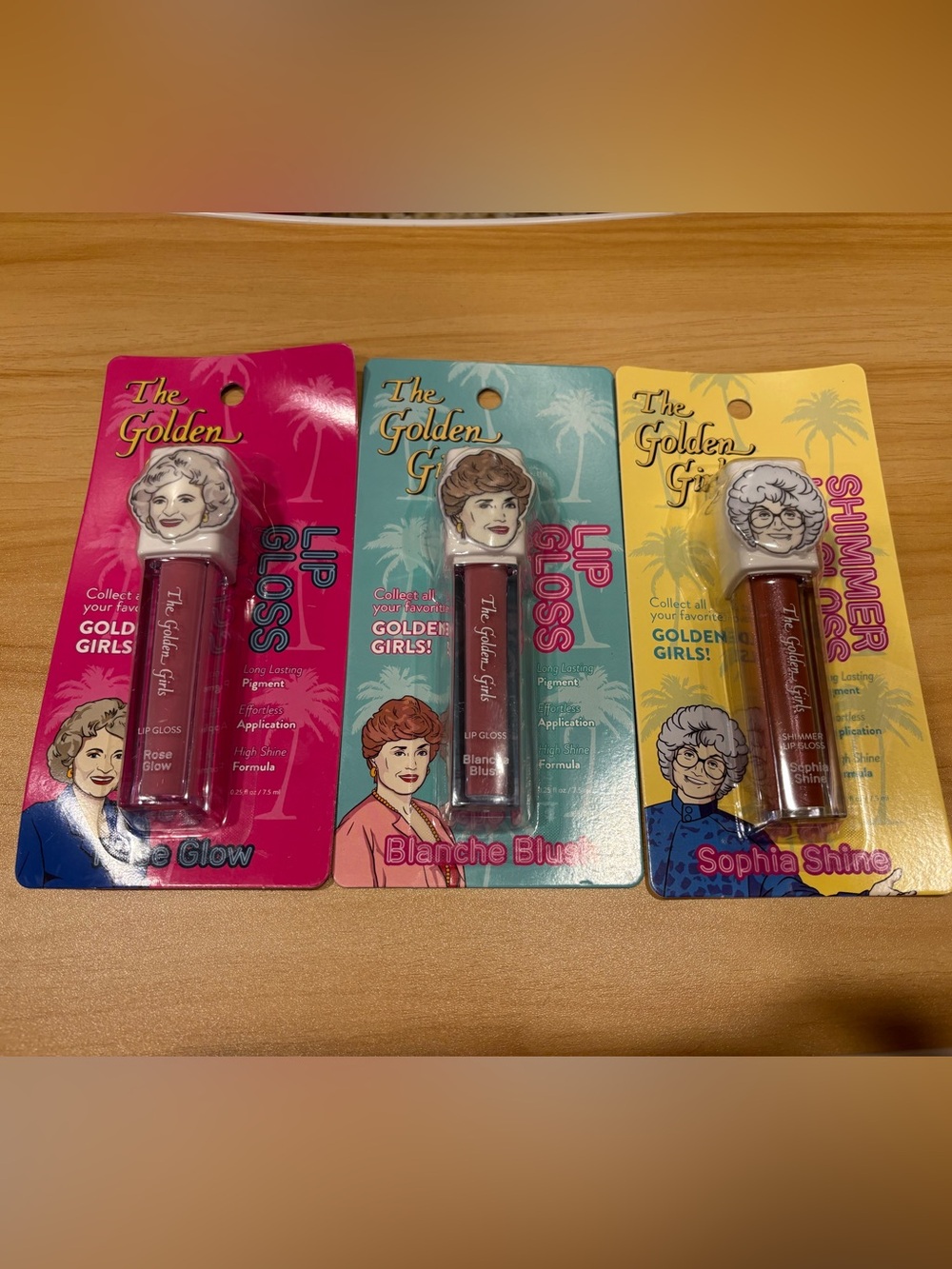 Trio lot The Golden Girls Blanche Rose Sophie Blush Lip Gloss - Pink/Gold/Tan